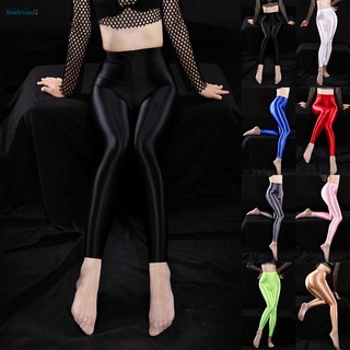 【HODRD】Women Shiny Glossy Opaque Leggings Super Elastic Slim Trousers Yoga Pants 2022 hot sale new【Fashion Woman Men】
