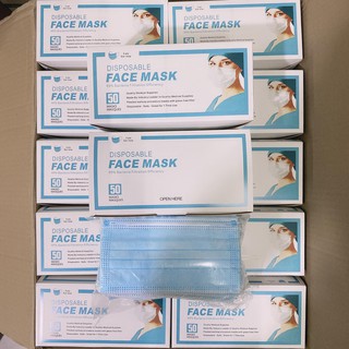 🔥🔥SALE SALE SALE(1กล่อง50ชิ้น)​มีแผ่นกรองเชื้อโรค หน้ากากอนามัย 3ชั้น 1กล่อง50ชิ้น Mask หน้ากาก แมส ผ้าปิดจมูก Face Mask