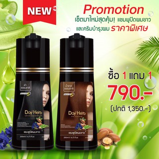 1 แถม 1 DayHerb แชมพูปิดผมขาว สมุนไพรแท้ 100% ปิดหงอก แก้ผมหงอก ใน 5 นาที