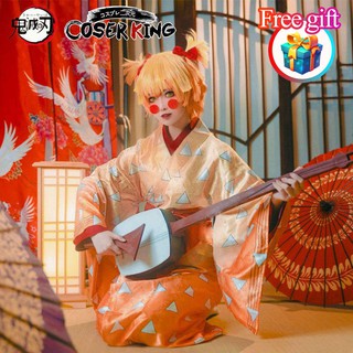 COSER KING Anime Cosplay Demon Slayer: Kimetsu no Yaiba Cosplay Costume Kimono Kamado Tanjirou Agatsuma Zenitsu Hashibira Inosuke เครื่องแต่งกายคอสเพลย์ การ์ตูนอะนิเมะ