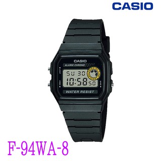 Casio Standard นาฬิกาข้อมือผู้ชาย สีดำ สายเรซิ่น รุ่น F-94WA-8DG