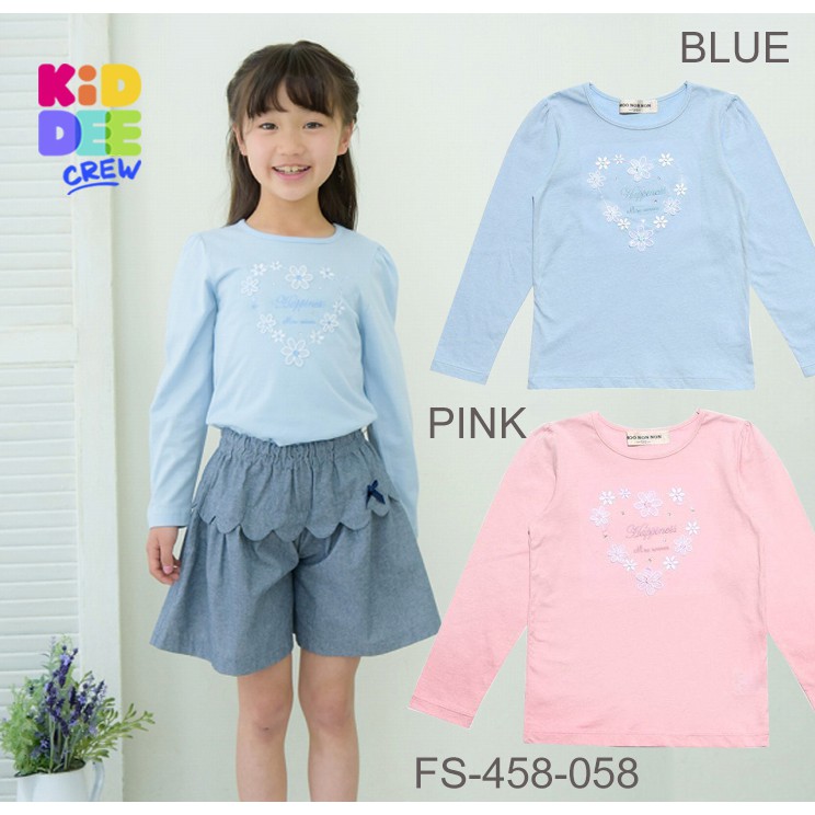 KiddeeCrew เสื้อเด็กผู้หญิงแขนยาวปักดอกไม้  เหมาะสำหรับอายุ 1-12 ปี