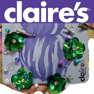 claires flower crown hair clip กิ๊บ มงกุฎดอกไม้ กิ๊บดอกไม้ สีมรกฏ