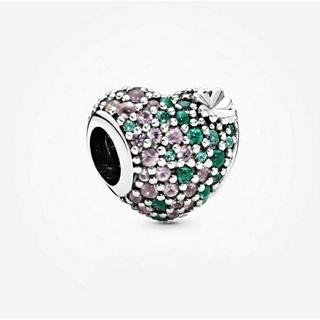 Pandora silver charm หัวใจเขียว