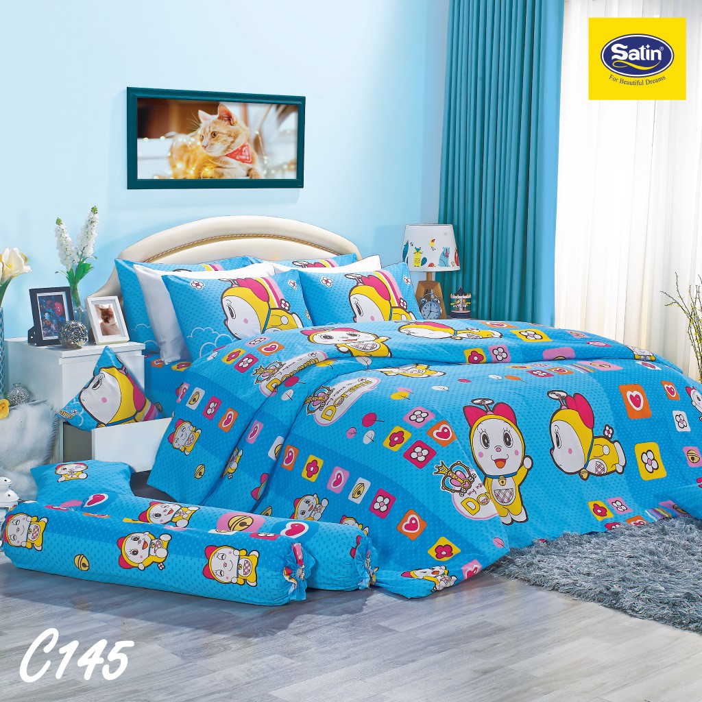 Satin Junior ผ้าปูที่นอน 6 ฟุต 5 ฟุต มี 5 ชิ้น (ไม่รวมผ้านวม) New collection การ์ตูนสุดน่ารัก