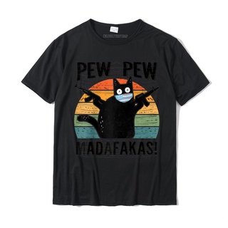 เสื้อยืดโอเวอร์ไซส์เสื้อยืดลําลอง ผ้าฝ้าย 100% แขนสั้น คอกลม พิมพ์ลาย Mew Madafakas สีดํา สําหรับผู้ชาย คู่รักS-3XL