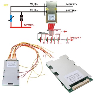 Wer 17S 60V 45A แบตเตอรี่ป้องกันแบตเตอรี่ Li-Ion บอร์ดแบตเตอรี่เซลล์ Bms Pcb Equalizer