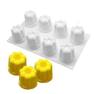 แม่พิมพ์ ซิลิโคน ทรงสูง รูปกลีบดอก 8 ช่อง (คละสี) Silicone Mousse Pudding Mold Petal-Shape