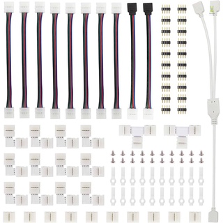 Flt ชุดอุปกรณ์เชื่อมต่อสายไฟ LED RGB 5050 รูปตัว L พร้อมแถบจัมเปอร์ รูปตัว T อุปกรณ์เสริมสายไฟ LED 95 ชิ้น