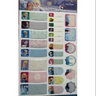 สติ๊กเกอร์ป้ายชื่อกันน้ำ​ ลาย​ frozen ลิขสิทธิ์แท้