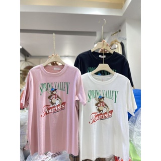 เสื้อยืดผ้าเด้งลายหมี🧸 spring valley🌴 ป้าย its me basic