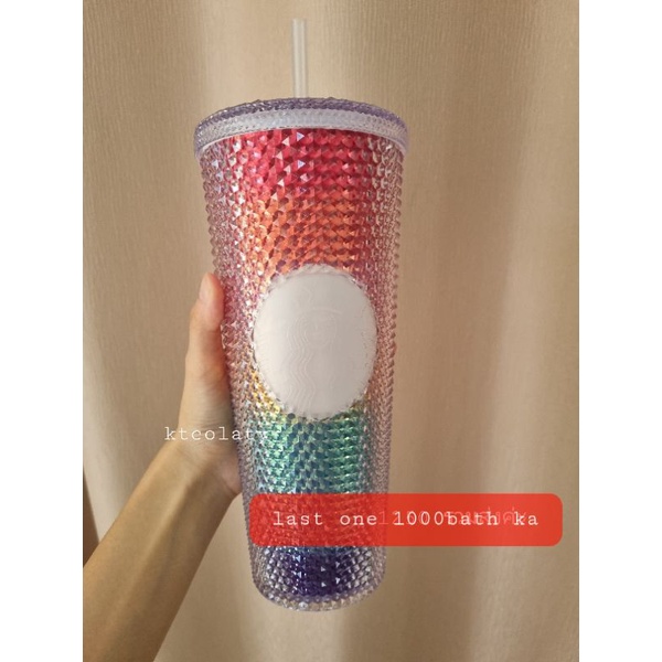 แก้วสตาร์บัค starbucks rainbow bling cold cup มีแถมถุงผ้า ถุงกระดาษ ส่งฟรี ทักแชทราคาถูกกว่า