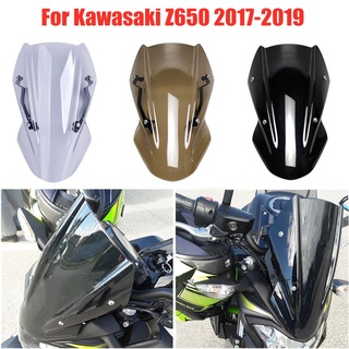 Ljbkoall กระจกกันลม พร้อมตัวยึด สําหรับ Kawasaki Z650 Z 650 Z-650 2017 2018 2019