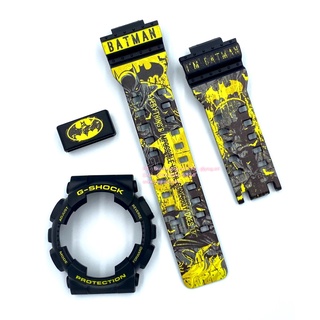 กรอบสาย G-SHOCK แท้✅ สีดำด้านฟอนต์เหลือง สกรีนลาย Batman ใส่ได้กับรุ่น GA-100 ,GA-110 ,GA-120 ,GAX-100 ,GD-100 ,GD-120