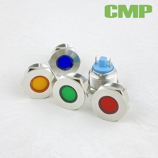 หลอดไฟโชว์สถานะ ปลอกเหล็ก 22mm Metal Indicator Lights 24V 4สี แดง เขียว เหลือง ฟ้า หลอดไฟสัญญาณ หลอดไฟหน้าตู้คอนโทรล