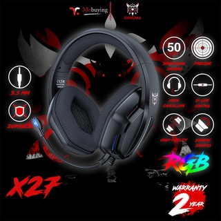 รับประกัน 2 ปี Onikuma X27 Gaming Headset หูฟังเกมส์มิ่ง หูฟังเล่นเกมส์ เสียงดังฟังชัด มีแสงไฟ RGB ไมโครโฟน #Mobuying