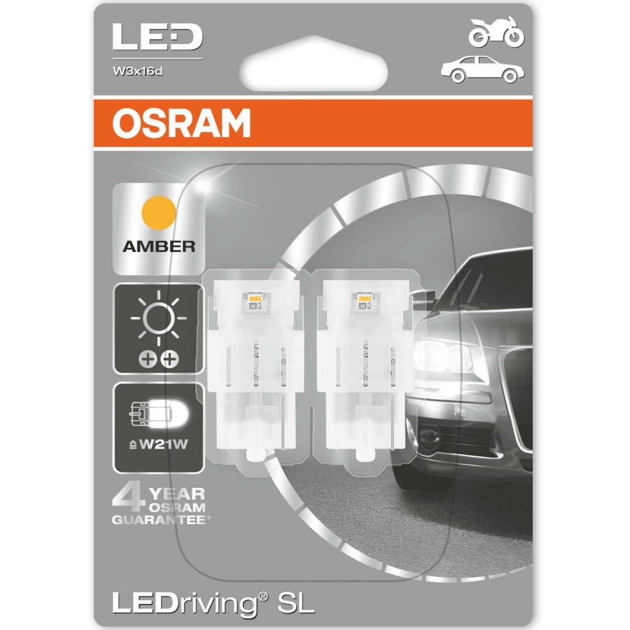 OSRAM LED WY21W Amber 12V 1.4W W3x16d - T20 7704YE สัญญาณไฟเลี้ยวแบบเสียบปลั๊ก