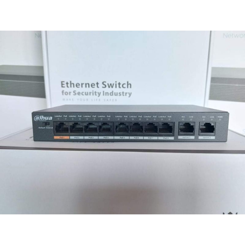 Dahua สวิตซ์ DH-PFS3010-8ET-96 8-Port PoE Switch (Unmanaged) 2 Uplinlk 8Poe N/A Total ≤ 96W
