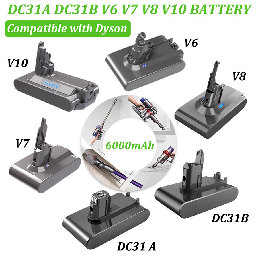 สำหรับ Dyson V6 V8 แบตเตอรี่ V7 V10 DC31 DC31B Series SV07 SV09 SV10 SV11 SV12 DC62 Absolute Fluffy 