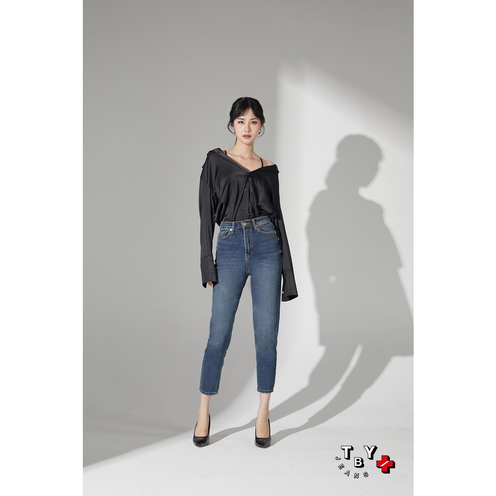 TBY JEANS by Beary Space Blue กางเกงยีนส์ MOM ผ้ายืด เนื้อผ้านิ่มใส่สบาย รุ่น T2974