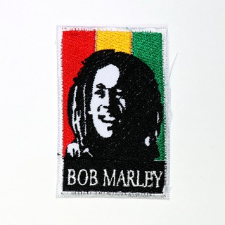 ตัวรีดติดเสื้อ ลาย ภาพ Bob Marley นักดนตรี เร็กเก Reggae Patch งานปัก DIY WOP ตัวรีด อาร์มติดเสื้อ ฮิปฮอป hiphop วัยรุ่น