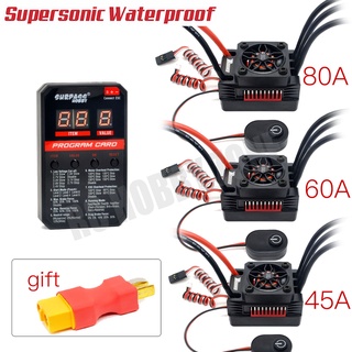 Rocket Supersonic 45A 60A 80A Brushless ESC ตัวควบคุมความเร็วไร้แปรงถ่าน กันน้ํา พร้อมมอเตอร์ 5.8V 5A BEC สําหรับรถบังคับ 3650 1:10