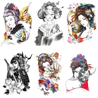 Geisha สติกเกอร์รอยสัก ลายดอกไม้ สําหรับติดแขน