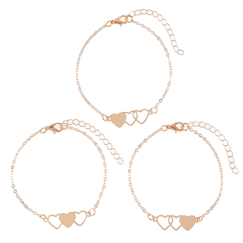 VIKK 3 ชิ้น Soul Sister Matching Bracelets Matching Heart Distance Bracelets Sister Bracelets with C