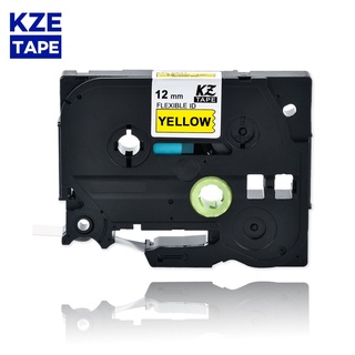 KZE 12mm Flexible label Black on Yellow Laminated Label Tape Flexible Cable compatible for P-touch PT TzeFX631