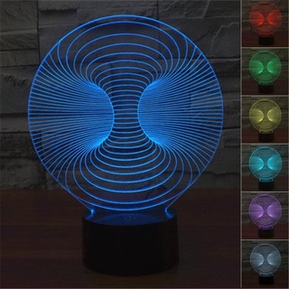 Time Tunnel โคมไฟตั้งโต๊ะ LED รูปหนอนไล่โทนสี 3D 7 สี ชาร์จ USB