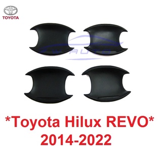 สีดำด้าน ถาดรองมือเปิดประตู Toyota Hilux Revo 2015 - 2022 โตโยต้า รีโว่ เบ้ามือ เบ้ารองมือเปิด เบ้ากันรอย ถ้วยรองมือเปิด