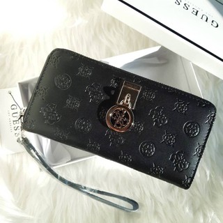 กระเป๋าเงิน กระเป๋าสตางค์  GUESS LONG WALLET WRISTLET LEATHER กระเป๋าใบยาวซิปรอบ