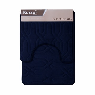 พรมชุดห้องน้ำ Kassa Home BE006-NV สีน้ำเงิน ชุด 2 ชิ้น พรมเช็ดเท้า Kassa Home BE006-NV bathroom rug set blue, set of 2