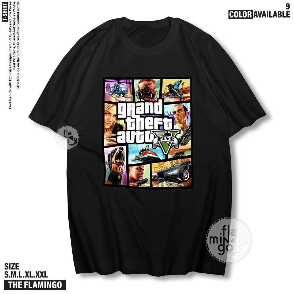 เสื้อยืดวินเทจGta 5 Grand Theft Auto GTA V Tshirt GTA5 เสื้อเกมมิ่ง - TFA145S-5XL