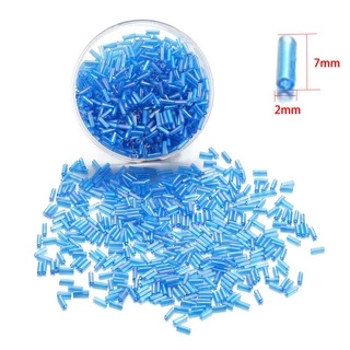 ลูกปัดปล้องอ้อย 2x7mm (400ชิ้น) ลูกปัดท่อแก้วหลากสี ลูกปัดคริสตัลยาว สำหรับทำพู่ DIY