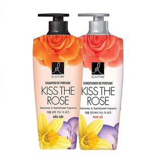 แพคคู่ แชมพูและครีมนวดผม เดอะ เฟส ช็อป ELASTINE SHAMPOO DE PERFUME KISS THE ROSE ขวดละ 600 มล.