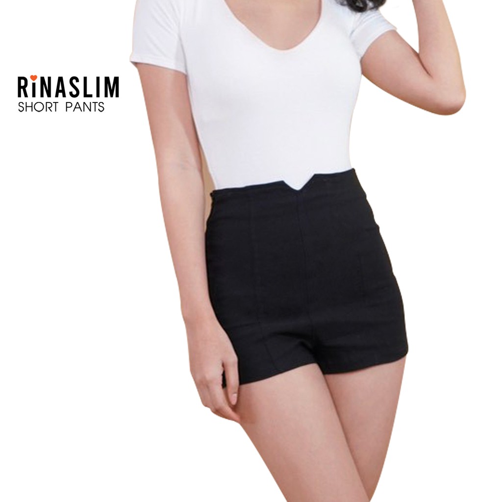 RINASLIM กางเกงขาสั้น ขาสั้นสีดำ เก็บพุง ทรงเกาหลี  Slim Short
