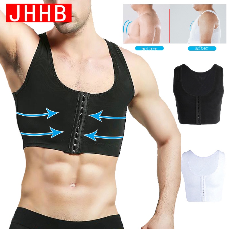 ผู้ชาย ควบคุมหน้าอก กระชับ ดันขึ้น เสื้อกั๊ก ผู้ชาย ท่าทาง แก้ไข การบีบอัด ร่างกาย เสื้อกระชับสัดส่วน ไร้รอยต่อ ฟิตเนส รัดตัว พร้อมตะขอ