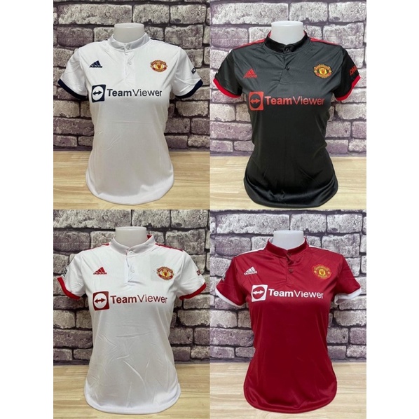 New เสื้อกีฬาผู้หญิง เสื้อบอล ทีมแมนยู  สีพื้นคอจีน  งานใหม่ล่าสุด 2021 ขนาด Free size 32-36 พร้อมโป