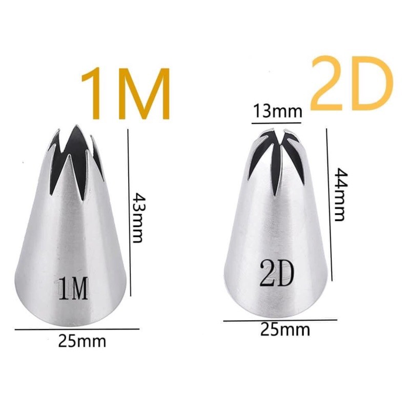 หัวบีบครีมชุด2หัว1M2D