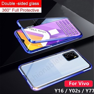 เคสโทรศัพท์มือถือกระจกนิรภัย แบบแข็ง สองด้าน กันกระแทก สําหรับ Vivo Y16 Y02 s Y02s Y77 Y75 Y55 Y30 Y76 Y 16 Y 02s Y 77 Y 75 Y 55 Y 30 Y 76 4G 5G