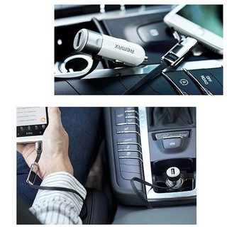 Remax Car Charger USB3.4A RCC102 Fast8 for Android &amp; iPhone สายชาร์จ 2 หัว+USB 1ช่อง(Gold)