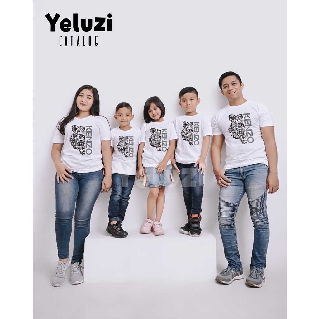 ทันสมัย FAMILY COUPLE CLOTHES สีขาว OBLONG หัวเสือพิมพ์/ครอบครัวเสื้อยืด/TWINNING เสื้อยืด/FATHER MO