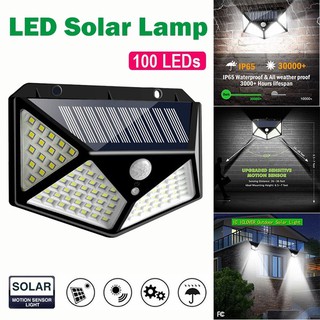 ไฟติดผนัง solar LED ไฟโซล่าเซลล์ โซล่าเซลล์ solar light solar cell 100 LED 3 โหมด