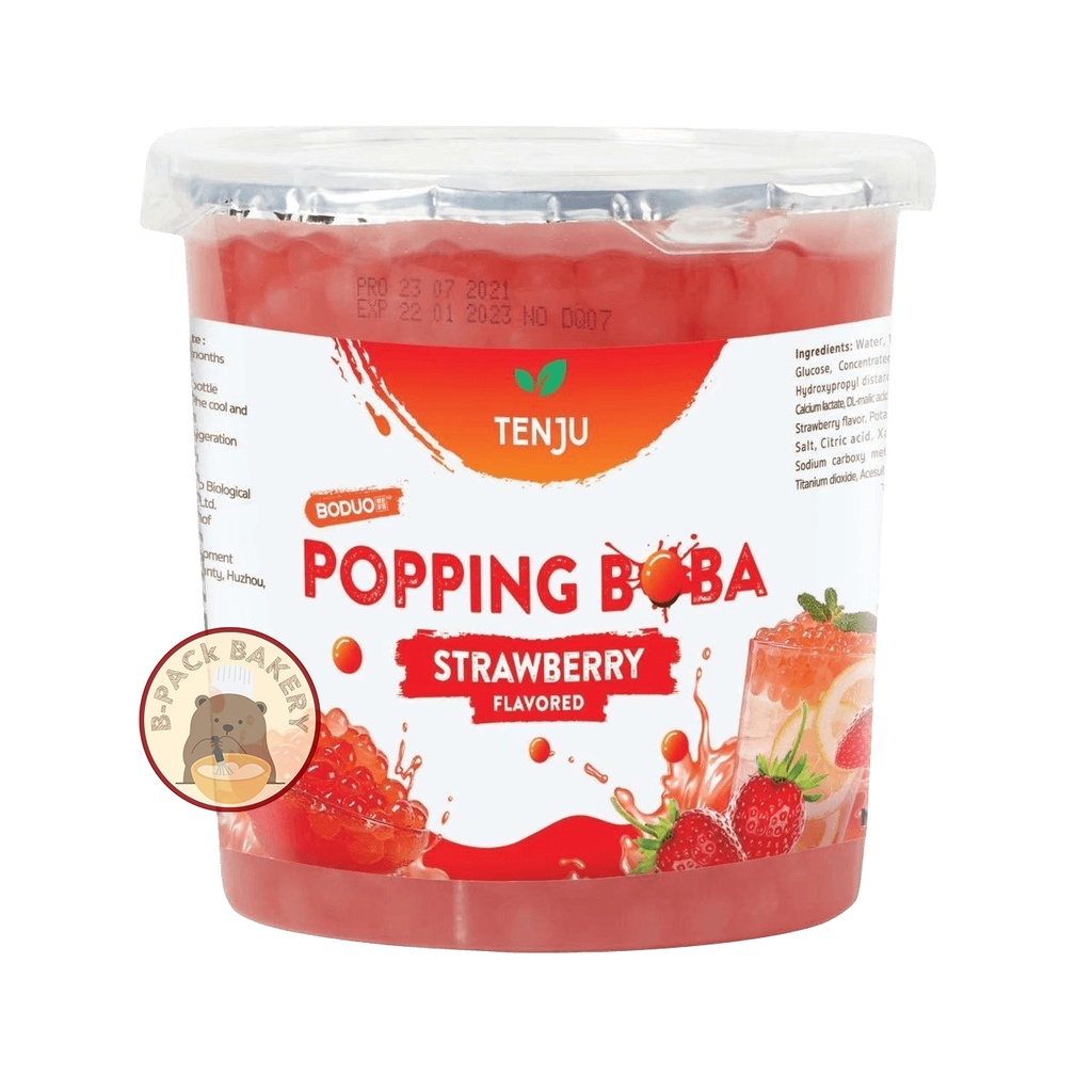 (เท็นจู มุกป็อบ สตรอเบอรี่) เท็นจู ไข่มุกป็อบ สตรอเบอรี่ / TENJU Popping Boba Strawberry / 1Kg