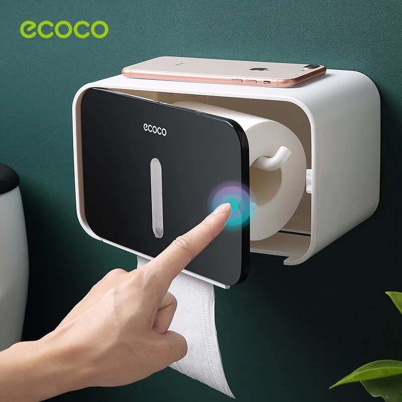 [พร้อมส่ง]Ecoco กล่องใส่ทิชชู่ กันน้ำ กล่องใส่กระดาษทิชชู่ ติดผนัง รุ่นไม่ต้องเจาะ E1903