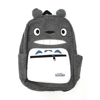 กระเป๋าเป้ My Neighbor Totoro เนื้อผ้าขนปุย+หนัง PU กระเป๋าเป้ เป้แฟชั่น สุดฮิต ขนาด 16 นิ้ว เหมาะสำหรับเด็กและผู้ใหญ่