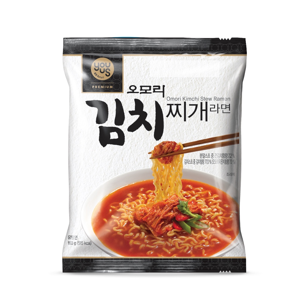 YOUUS OMORI KIMCHI STEW RAMEN ยูอัส โอโมริ กิมจิ สตูว์ ราเมน (บะหมี่กึ่งสำเร็จรูปพร้อมซองเครื่องปรุงรสกิมจิ) 160 g.