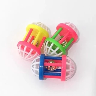 E-19 ของเล่นนกแก้วลูกบอลหลากสี ข้างในลูกบอลมีกระดิ่ง ลูกบอลฝึกนกแก้ว 7*4cm