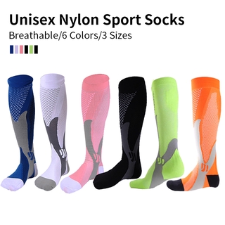 ถุงเท้าปั่นจักรยาน Cycling Socks 6 สีถุงเท้าการบีบอัดมืออาชีพถุงเท้ากีฬาผู้ชายผู้หญิงระบายอากาศแข่งวิ่งฟุตบอลกีฬากลางแจ้งถุงเท้ากีฬา